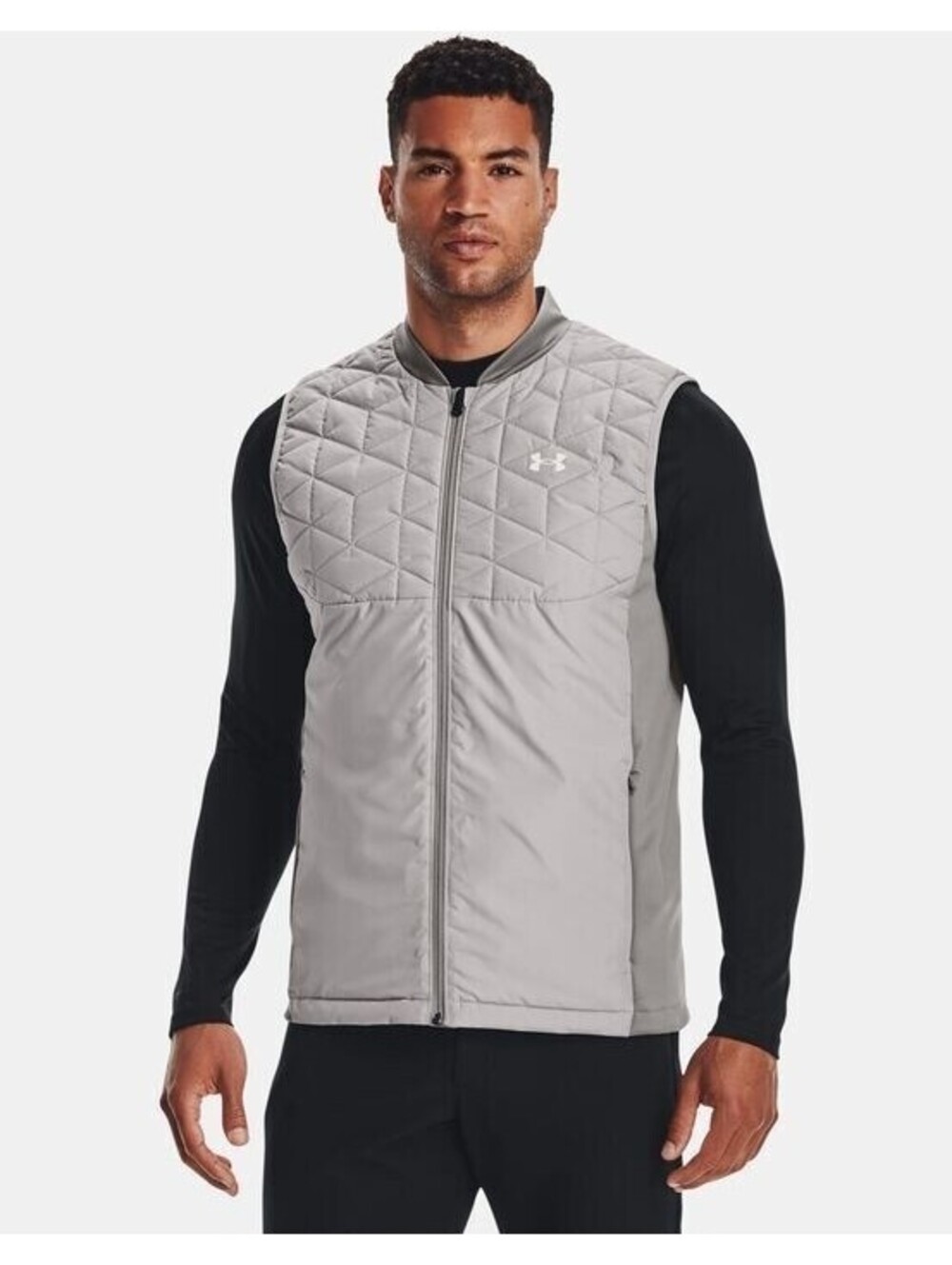 $120 UNDER ARMOUR ColdGear® Reactor Golf Vest Quilted Jacket Gray Mens Medium